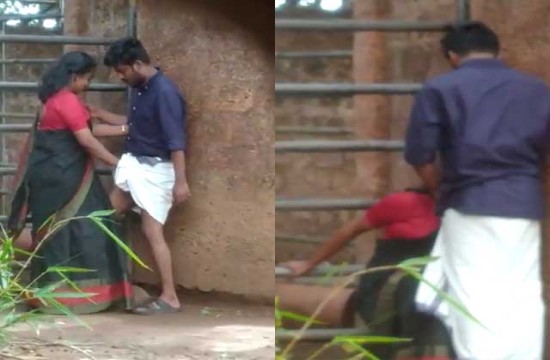 Hindi xxx South Indian mallu bhabhi give blowjob to lover in outdoor sex mms