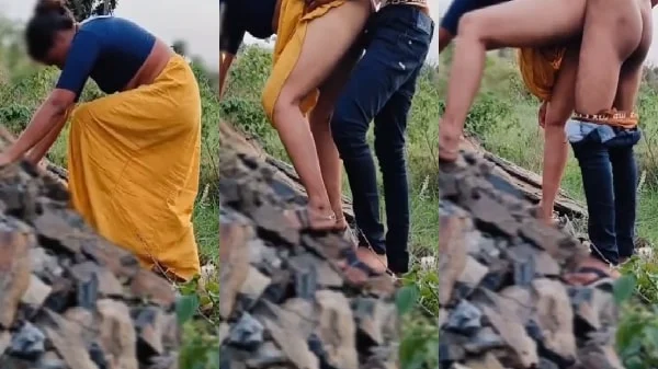 New fsiblog Indian sex mms randi village milf bhabhi fucking with teen boy on railway track