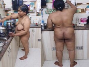 New Indian viral mms Mature south Indian mallu mom nude in kitchen recorded by son friend