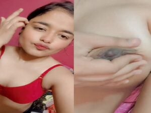 desi52 com Sexy teen girl Instagran Reel in red bra nude boobs show selfie mms