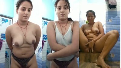 Desi horny bhabhi strips naked in bathroom pussy fingering nude viral selfie mms