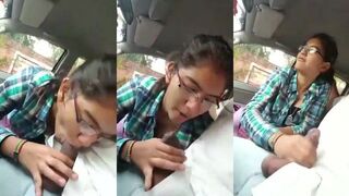 Hot chasmish college girl ne blowjob diya car mein apne old Teacher ko New Viral MMS
