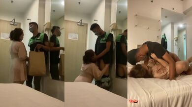 Desi Daring Horny Bhabhi Seduced Delivery Guy & Enjoy Hot Fucking Sex MMS